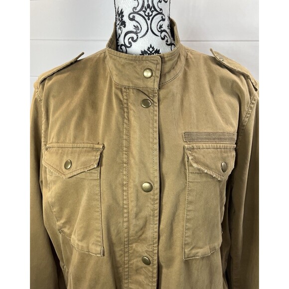 VTG Gap Jacket Large Tan Zip Snap Military Utility Chore Work Gorpcore Unisex - Picture 3 of 13